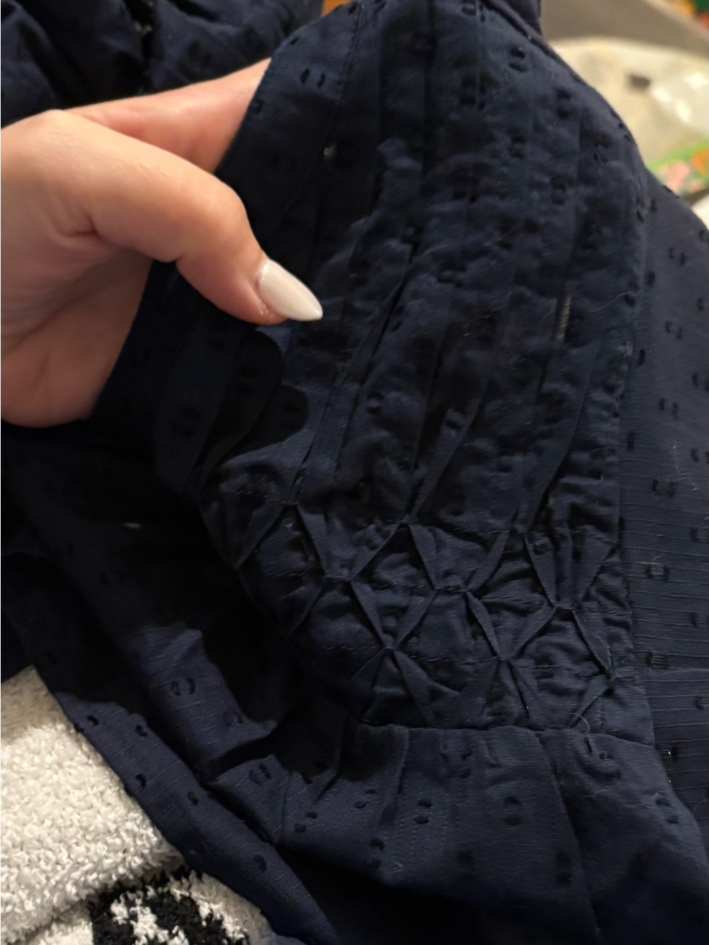 NWT Loft Pleated Yoke Mixed Media Top - Picture 4 of 8